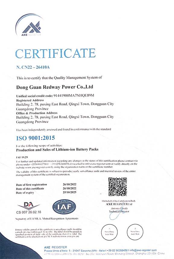 OEM Lithium Battery Certificates