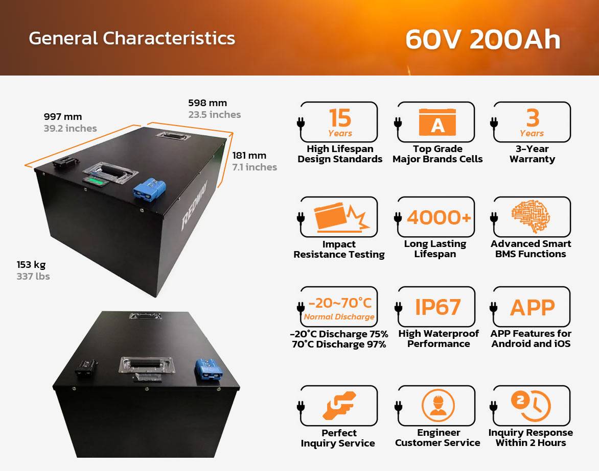 60v 200ah lithium battery general characteristics