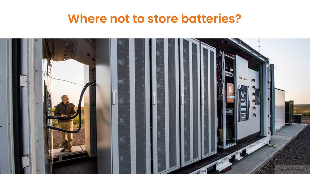 Where not to store batteries?