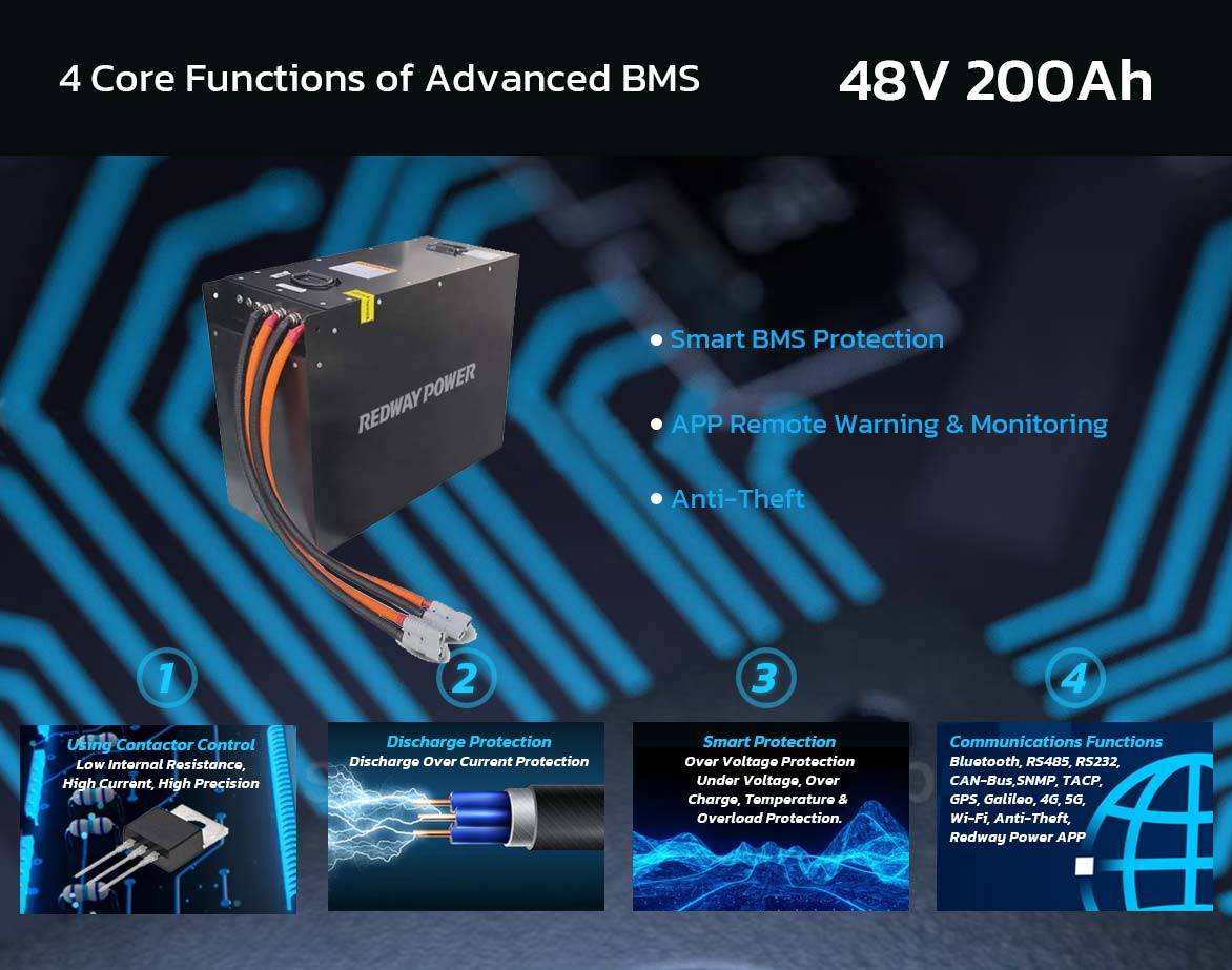 bluetooth 48v 200ah 228ah Towing Tractor Truck Lithium Battery bms