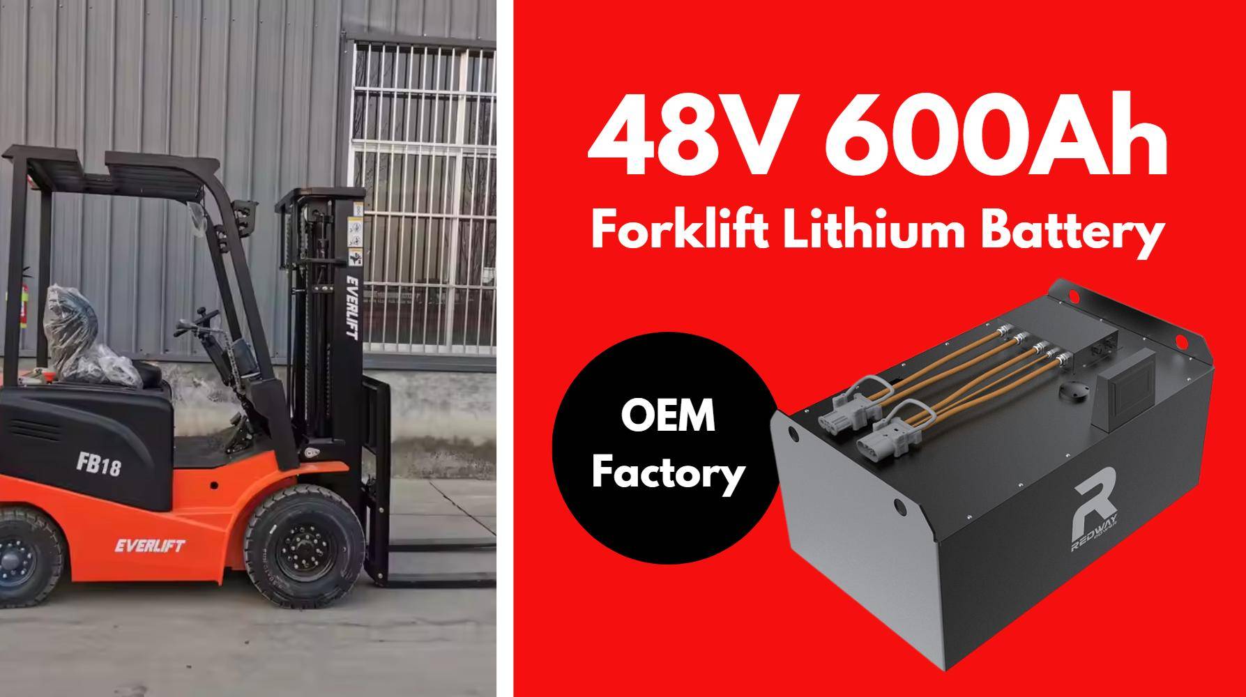 Best for Extended Runtime, Redway 48V 600Ah Forklift Lithium Battery