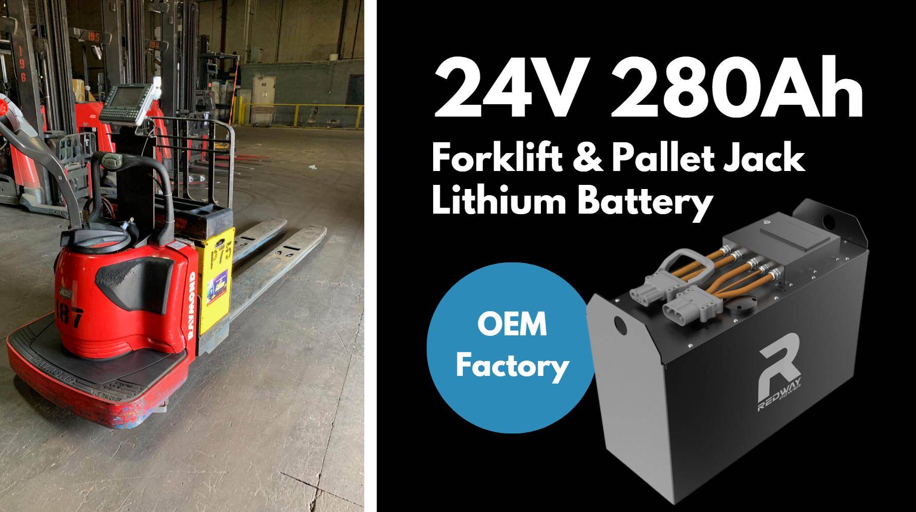Best for Fast Charging, Redway 24V 280Ah Forklift Lithium Battery (Pallet Jack)